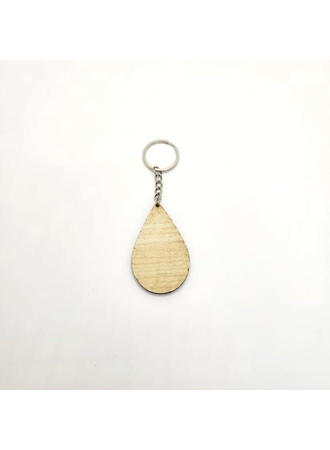 Kipfy Wooden Floral Keychain – Handmade Teardrop Flower Design Key Ring, Lightweight Wooden Key Holder - Image 2